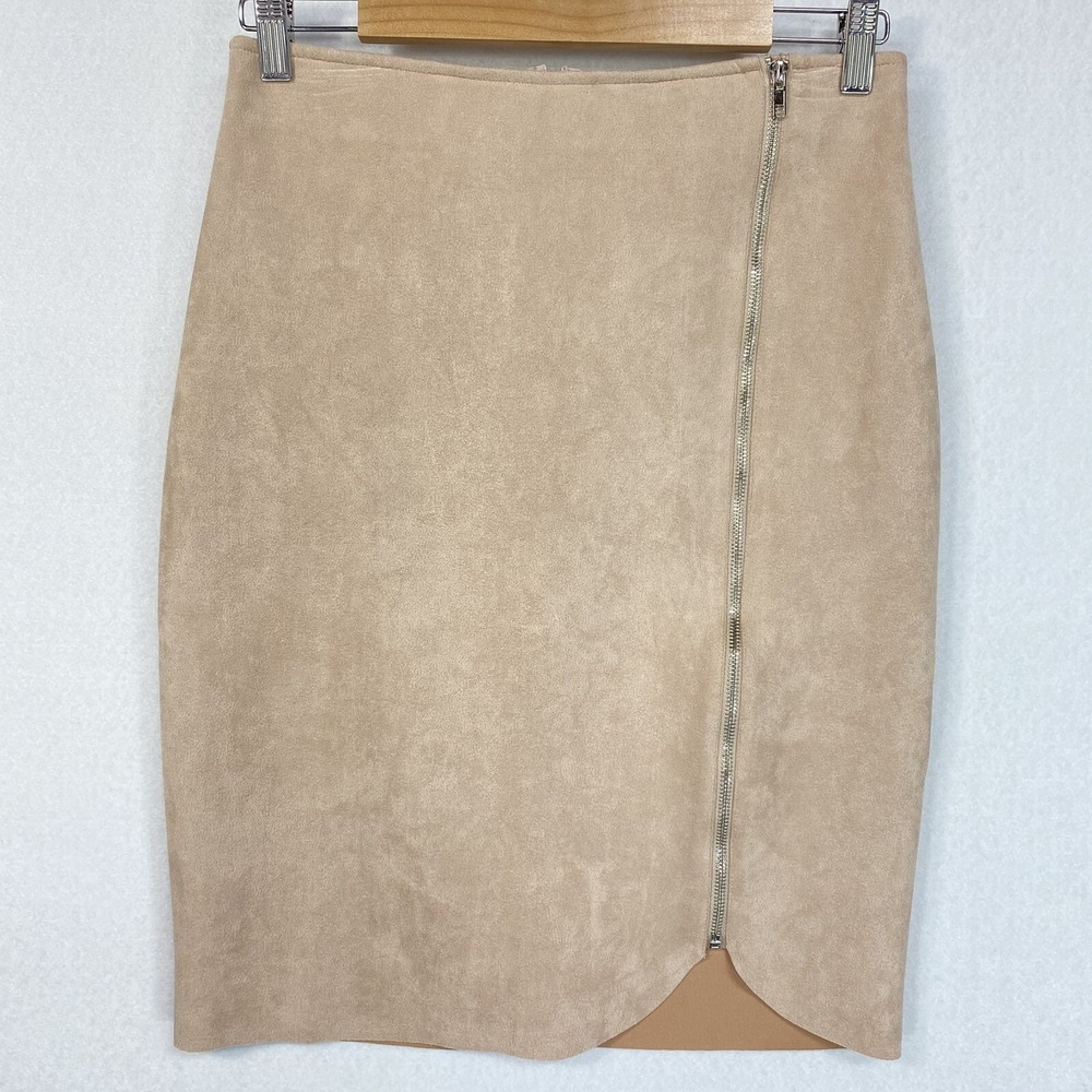 Lulu’s Skirt NWT Faux Suede Stretch Zip Matte Rose Gold Dusty Pink M Barbiecore